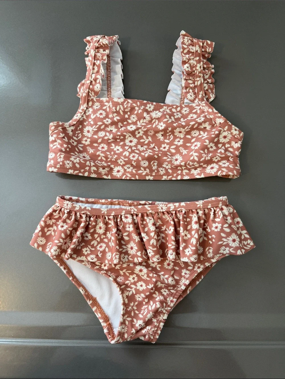 Girls Two-Piece Floral Ruffle Swimsuit